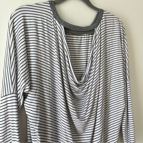 Cable&Gauge 3/4 dolman sleeve open back stripe black and white small casual - Picture 9 of 13